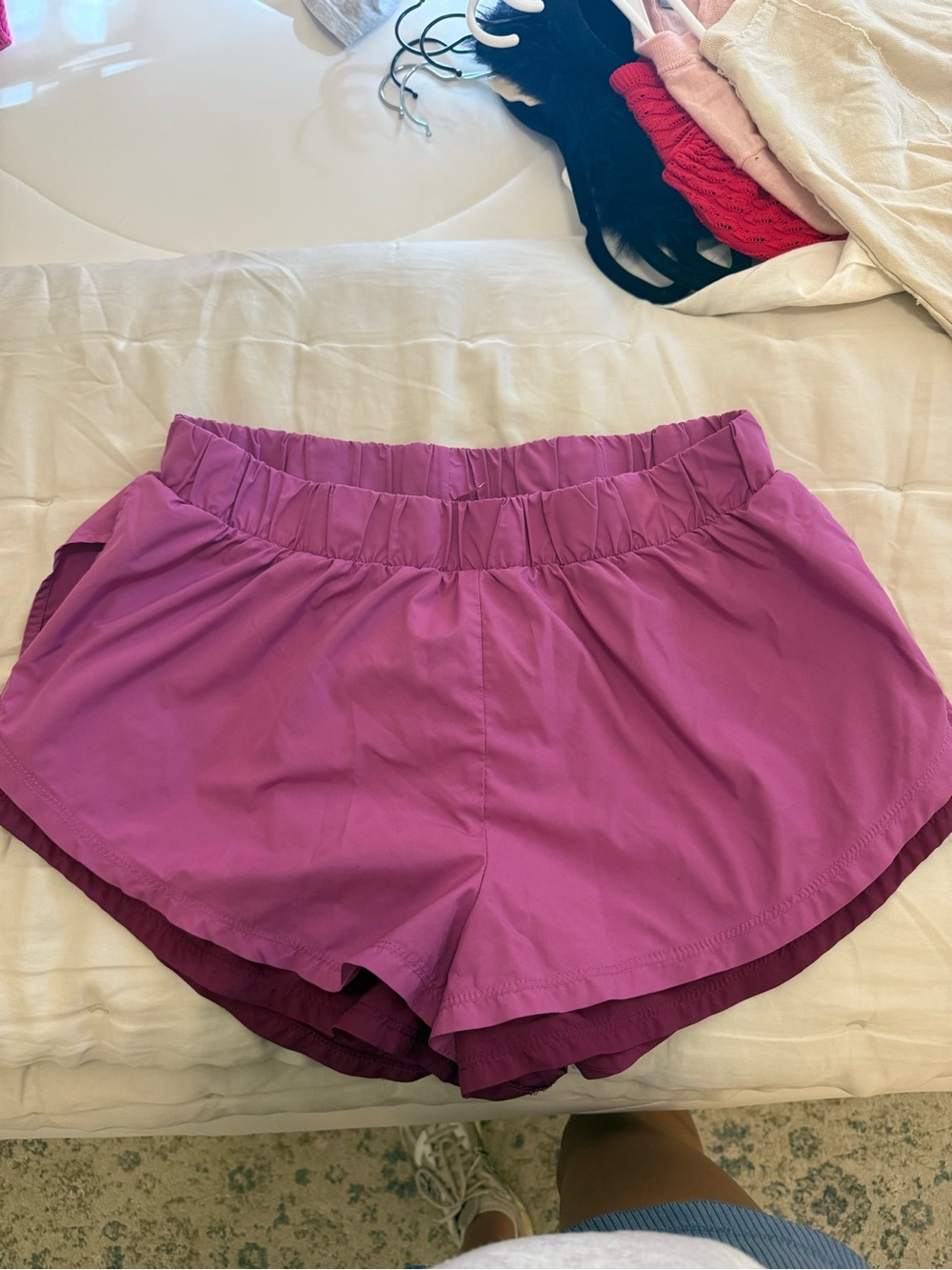 FP Movement Women's Double-Layer Elastic Waist Athletic Shorts - Magenta